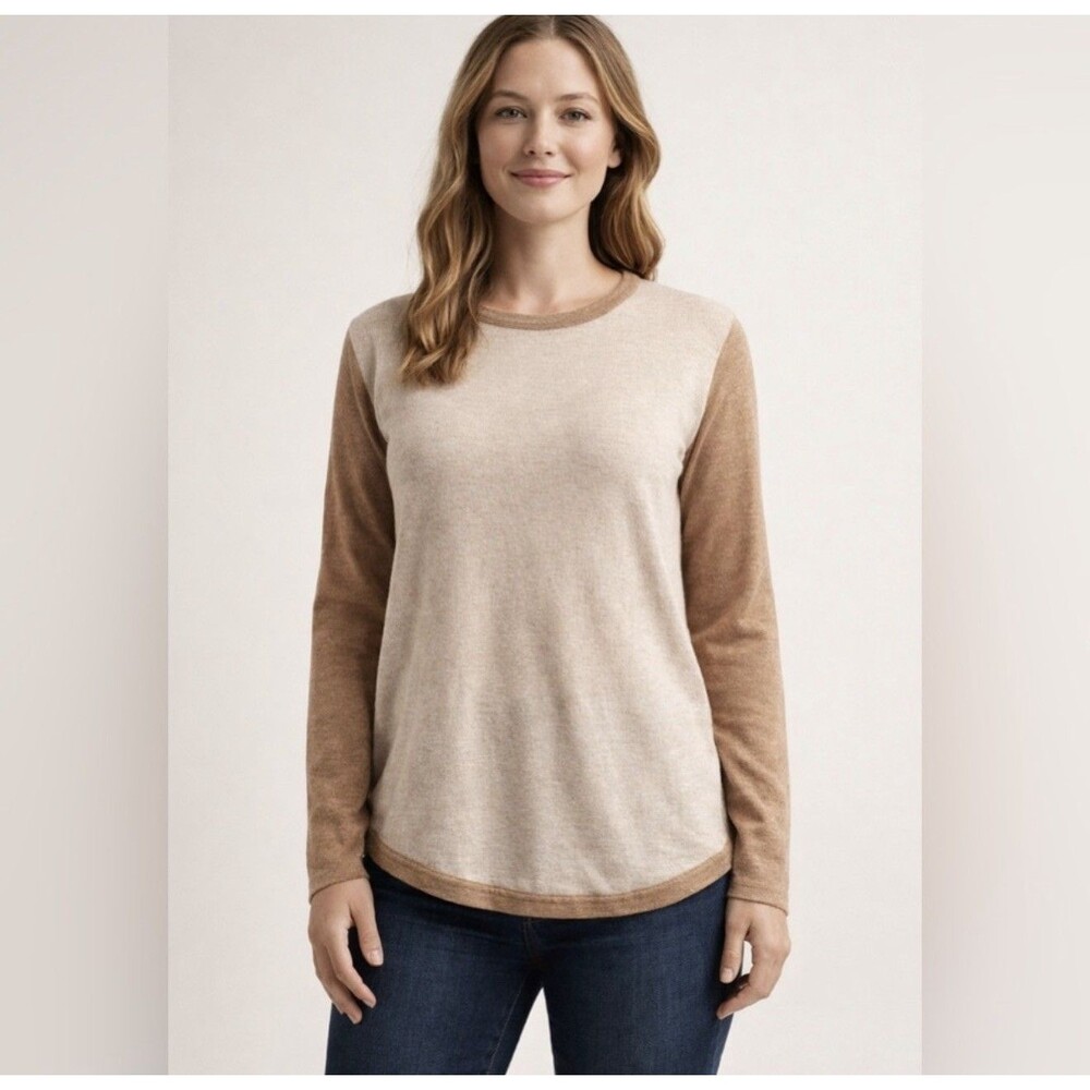 SmartWool Brown Colorblock Crew Neck hiking outdoors adventure camping women’s L